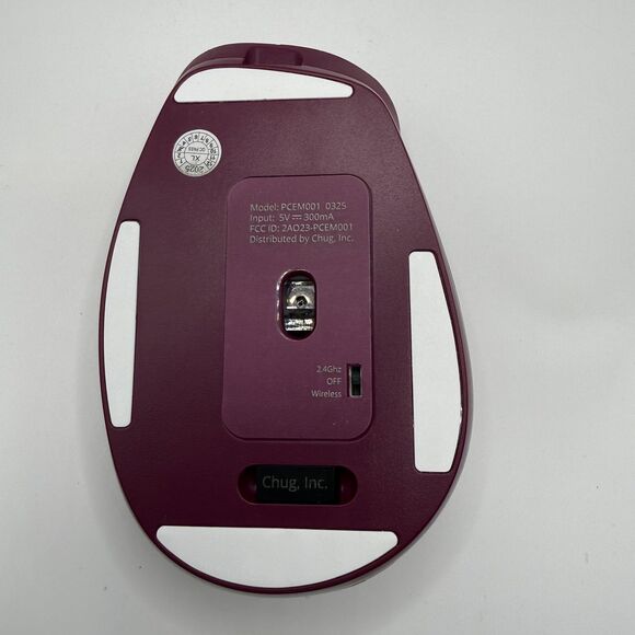 NORTH Wireless Ergonomic Mouse 6 Button Rechargeable 2.4GHz Purple USB-C - Picture 6 of 7